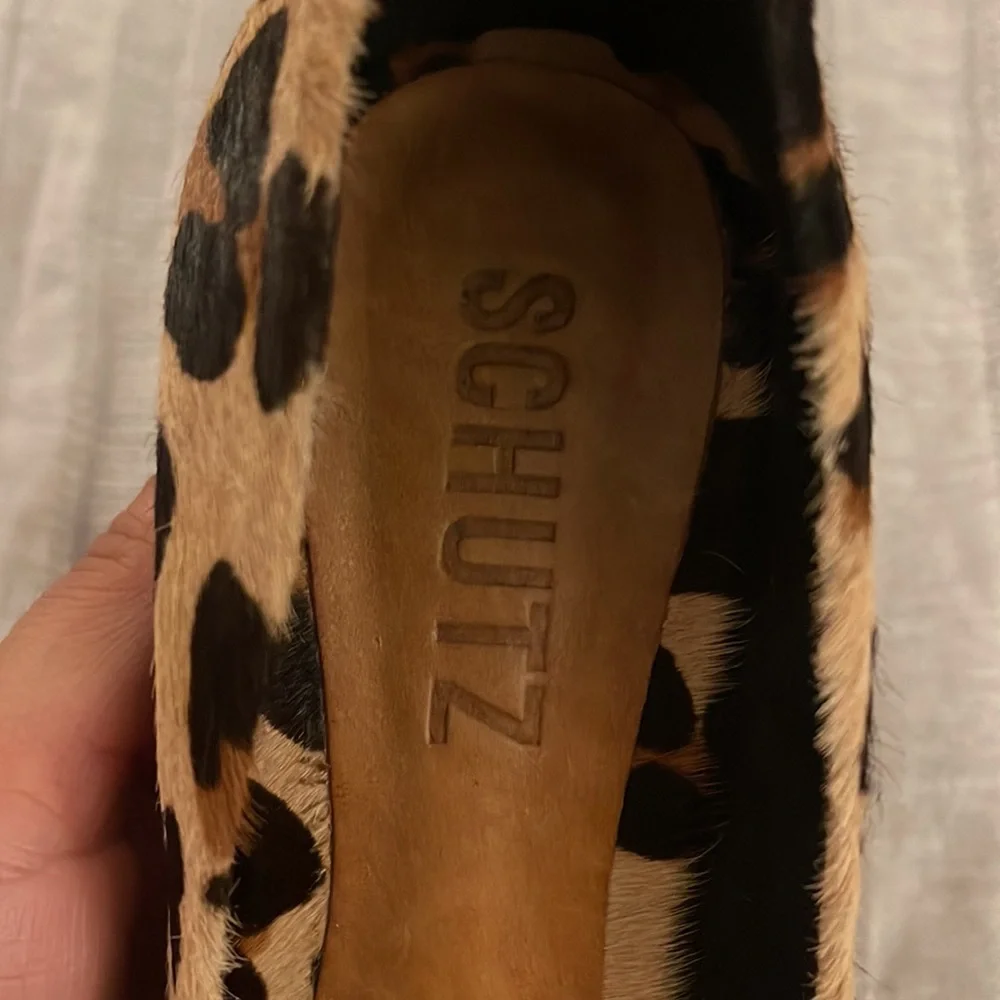 Schutz Leopard Print Calf Hair Pumps